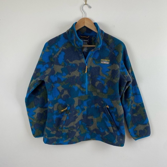 LL Bean Women's Mountain Classic Fleece 1/2 Zip Pullover Camo - Picture 1 of 6